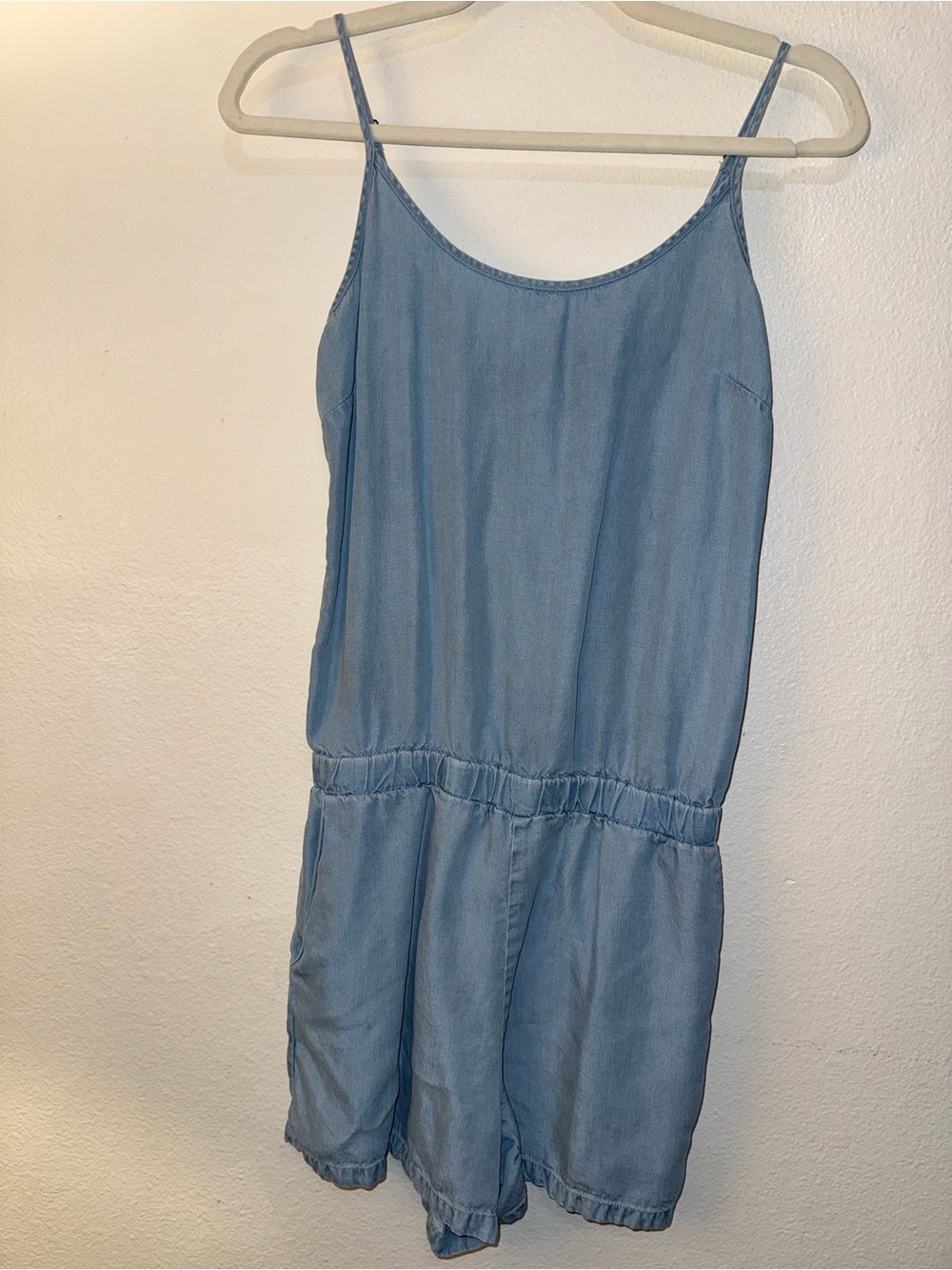 Splendid Light Blue Chambray Spaghetti Strap Romper